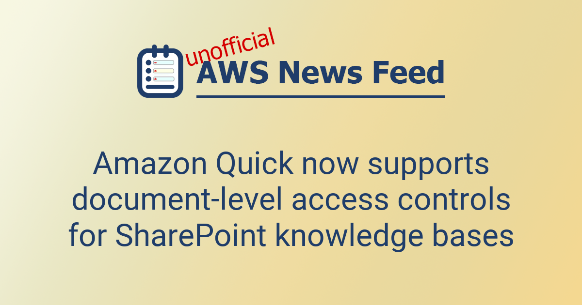 Amazon Quick now supports document-level access controls for SharePoint ...